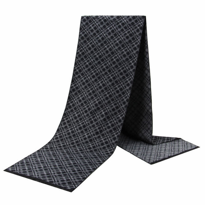 Buddha Stones Fall Winter Classic Black Gray Check Wrap Men's Scarf - image 5