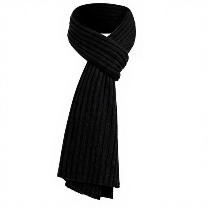 Buddha Stones Fall Winter Classic Long Ribbed Knit Men's Scarf - Black - image 2