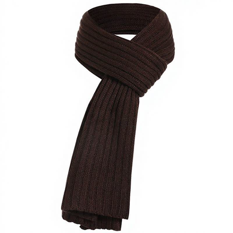 Buddha Stones Fall Winter Classic Long Ribbed Knit Men's Scarf - SaddleBrown - image 15