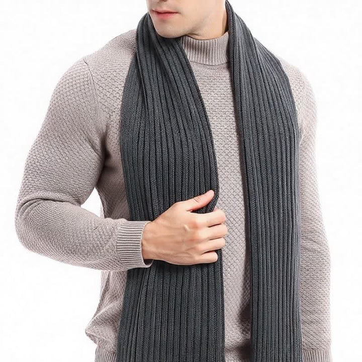 Buddha Stones Fall Winter Classic Long Ribbed Knit Men's Scarf - image 9