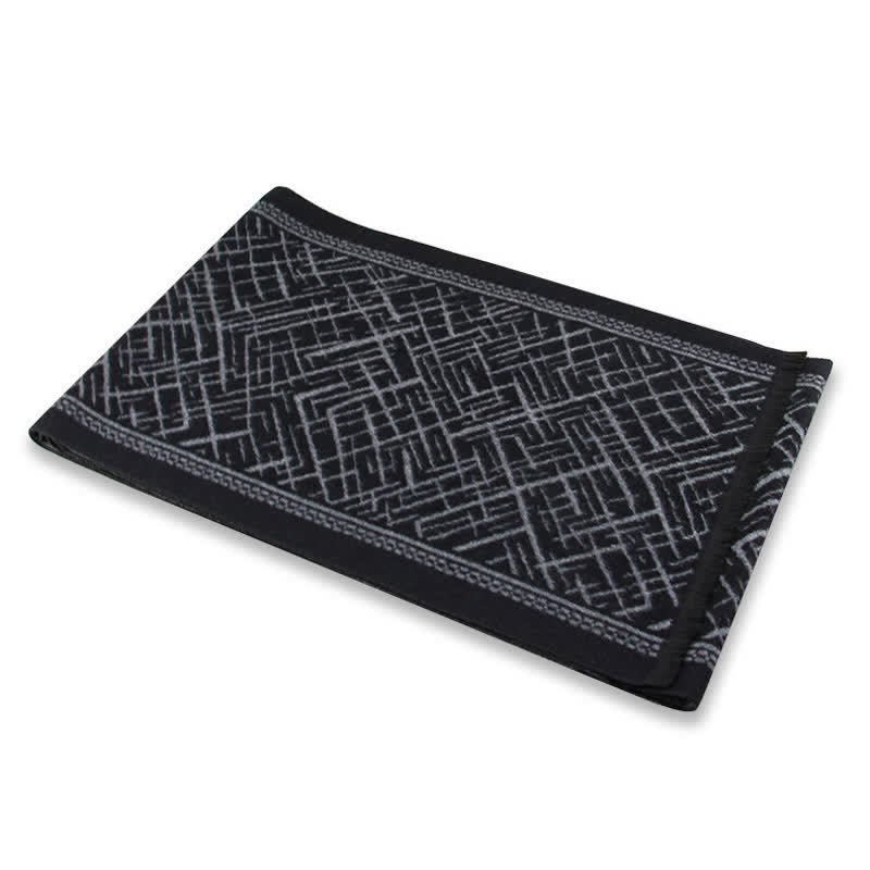 Buddha Stones Fall Winter Geometric Crosshatch Tassel Classic Men's Scarf - image 1