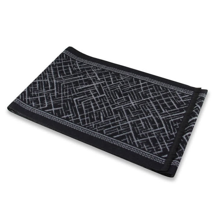 Buddha Stones Fall Winter Geometric Crosshatch Tassel Classic Men's Scarf - image 1