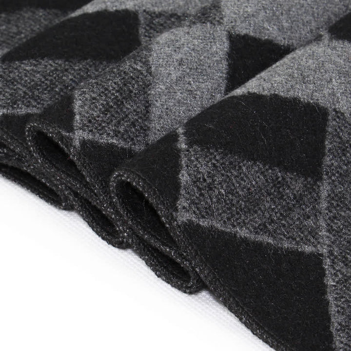 Buddha Stones Fall Winter Reversible Plaid Tassel Classic Men's Scarf - image 2