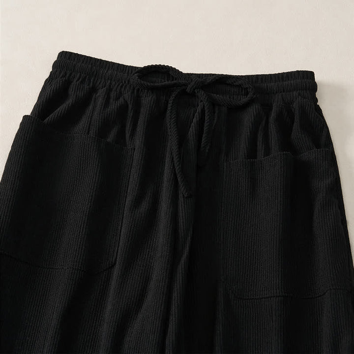 Buddha Stones Fall Winter Casual Drawstring Solid Cropped Pants Women's Harem Pants With Pockets - image 10