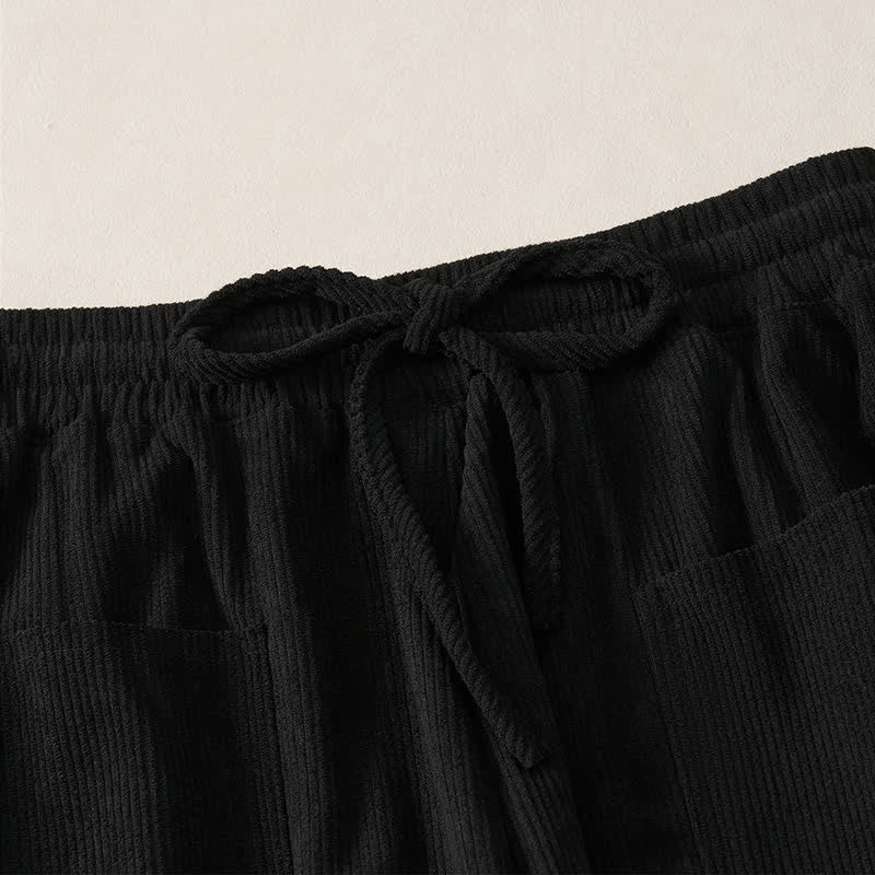 Buddha Stones Fall Winter Casual Drawstring Solid Cropped Pants Women's Harem Pants With Pockets - image 11