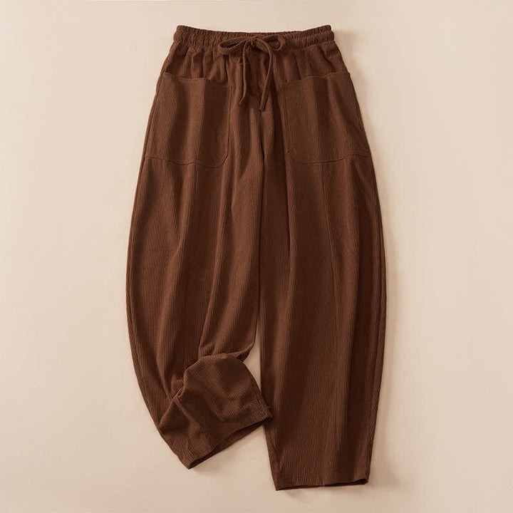 Buddha Stones Fall Winter Casual Drawstring Solid Cropped Pants Women's Harem Pants With Pockets - Sienna - US14, UK/AU18, EU46 (2XL) - image 0