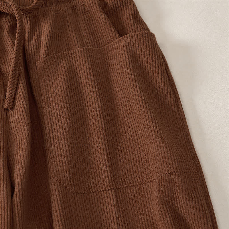 Buddha Stones Fall Winter Casual Drawstring Solid Cropped Pants Women's Harem Pants With Pockets - image 4