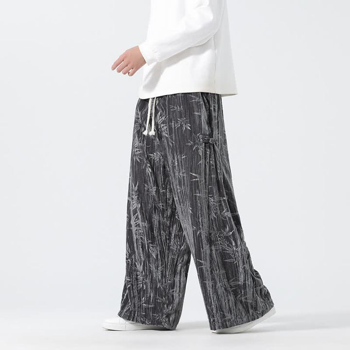 Buddha Stones Fall Winter Casual Boho Drawstring Abstract Bamboo Long Pants Men's Straight Leg Pants With Pockets - image 2