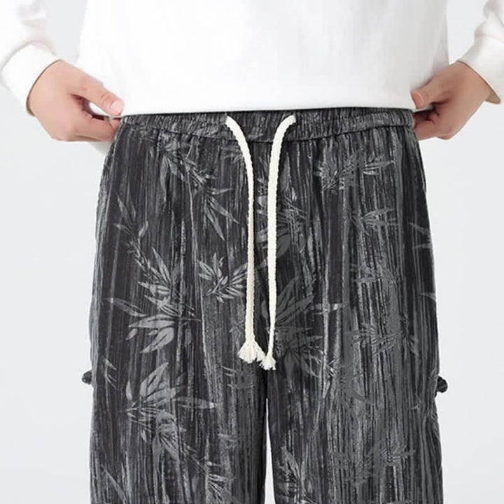 Buddha Stones Fall Winter Casual Boho Drawstring Abstract Bamboo Long Pants Men's Straight Leg Pants With Pockets - image 6