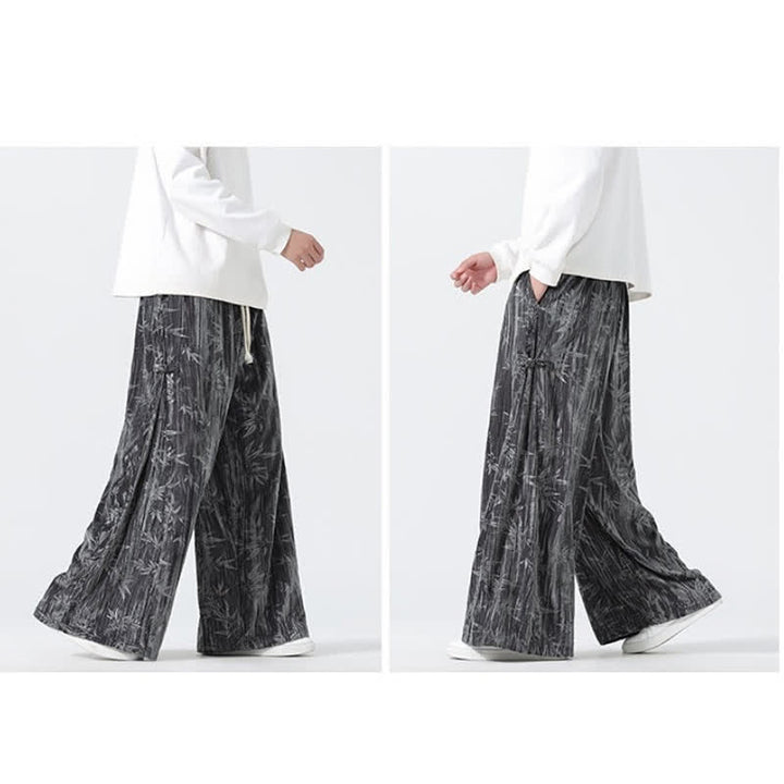 Buddha Stones Fall Winter Casual Boho Drawstring Abstract Bamboo Long Pants Men's Straight Leg Pants With Pockets - image 5