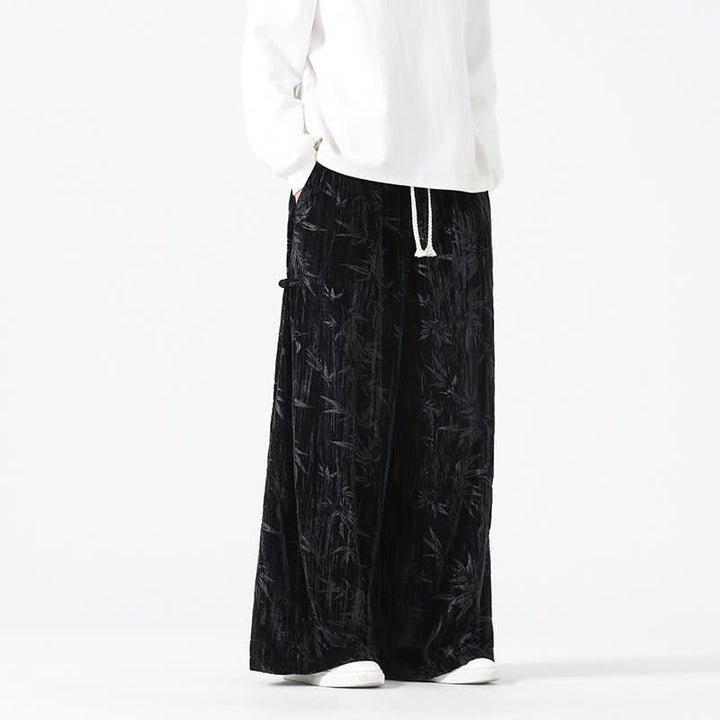Buddha Stones Fall Winter Casual Boho Drawstring Abstract Bamboo Long Pants Men's Straight Leg Pants With Pockets - image 11