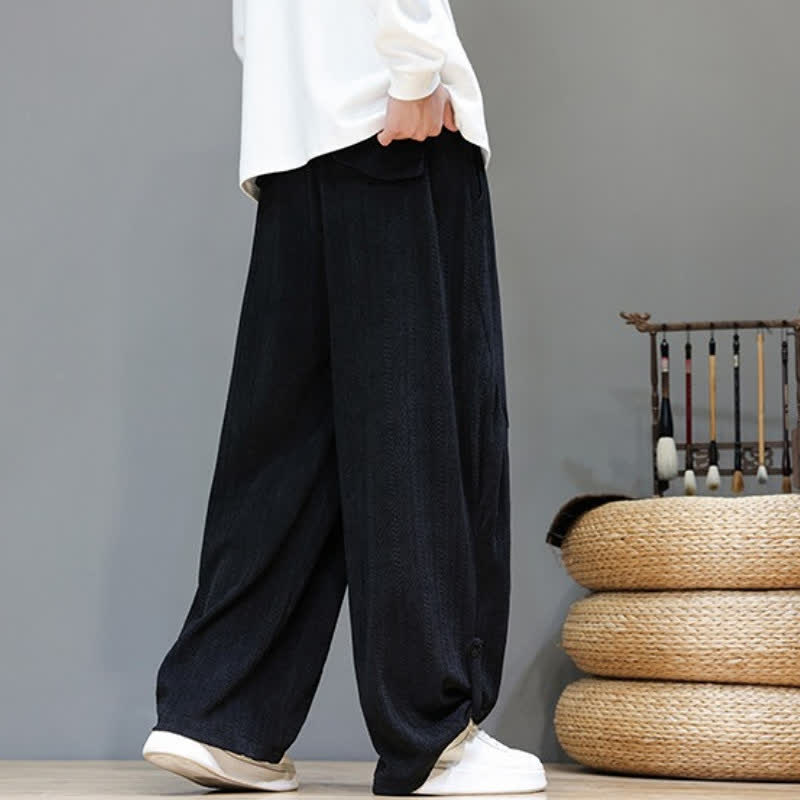 Buddha Stones Fall Winter Casual Boho Drawstring Solid Long Pants Corduroy Men's Harem Pants With Pockets - image 17
