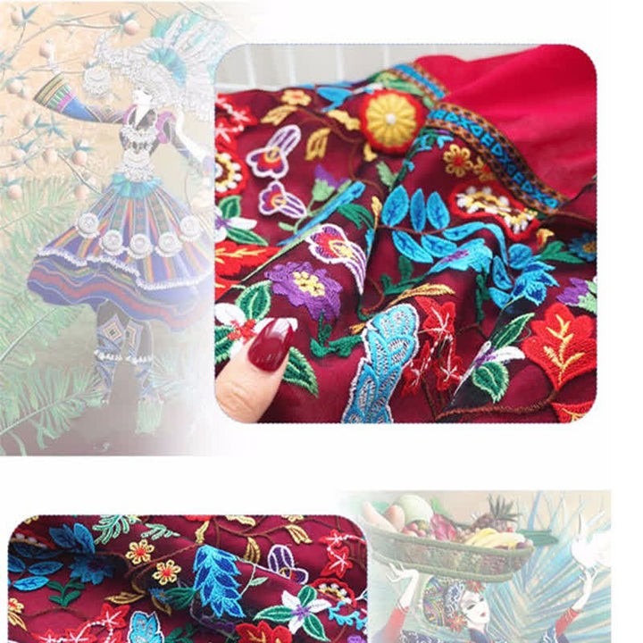 Buddha Stones Spring Fall Boho Embroidered Floral Tassel Thin Women's Shawl - image 8