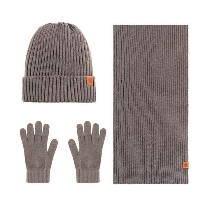 Buddha Stones 3Pcs Winter Ribbed Knit Matching Gift Set Men's Scarf Hat Gloves - 3Pcs Ribbed Brown - image 12