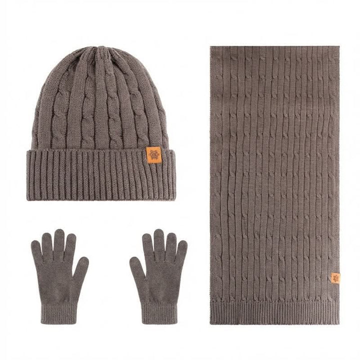 Buddha Stones 3Pcs Winter Ribbed Knit Matching Gift Set Men's Scarf Hat Gloves - 3Pcs Twisted Brown - image 21