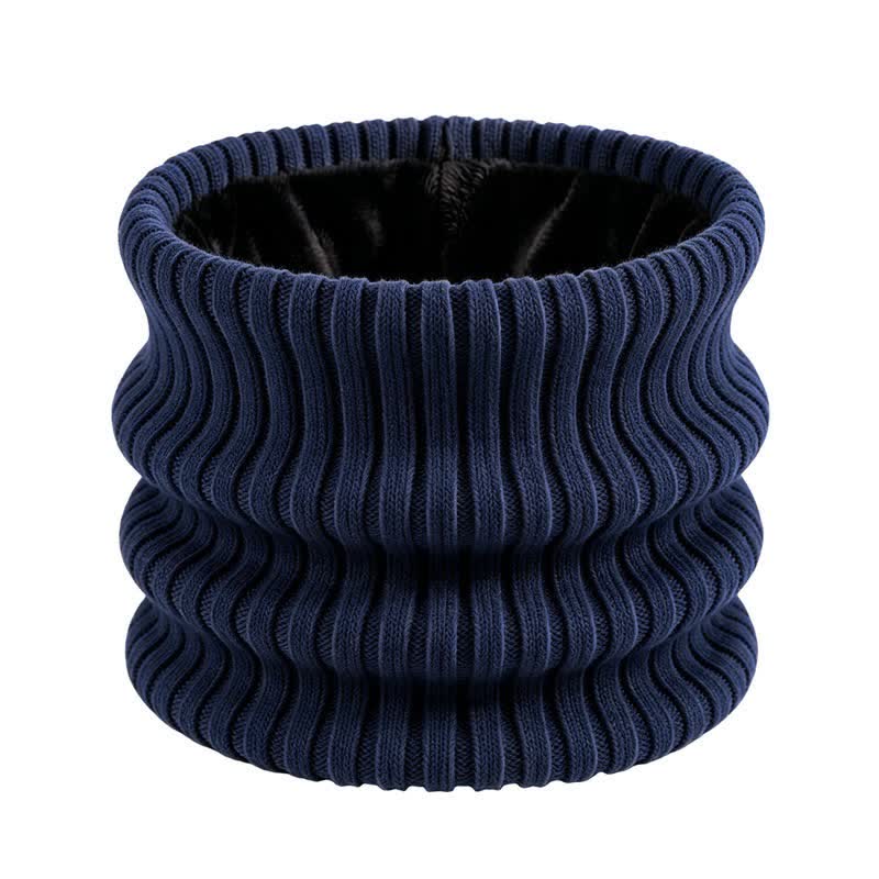 Buddha Stones Winter Ribbed Knit Fleece Lined Neck Gaiter Men's Scarf - Navy - image 14