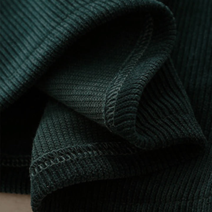 Buddha Stones Fall Winter Casual Tang Style Quarter Zip Solid Corduroy Women's Long Sleeve Dress With Pockets - image 9