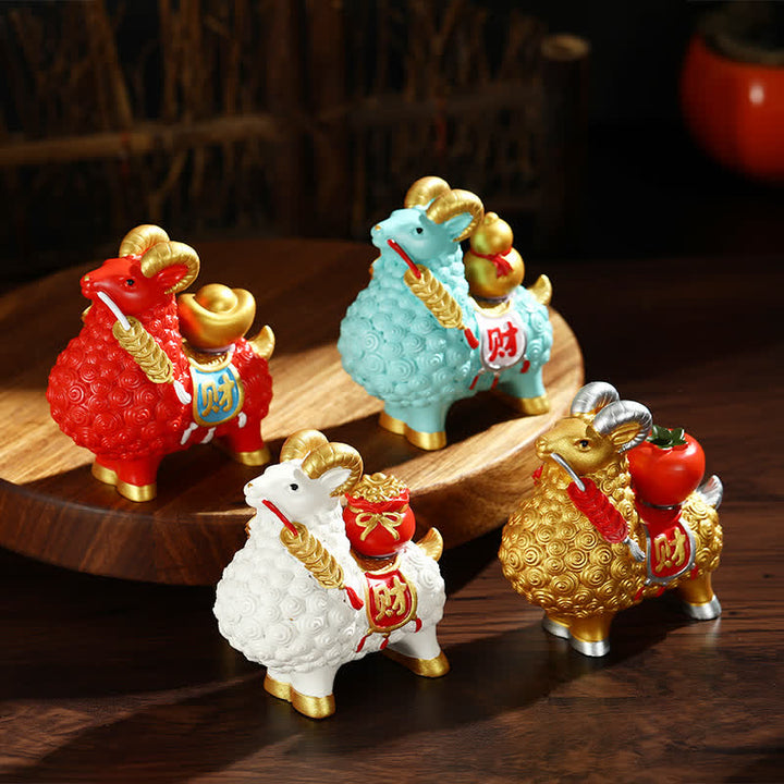Buddha Stones Resin Prosperity Goat Sheep Fortune Bag Ingot Gourd Persimmon Desktop Ornament Cute Animal Decor - image 11