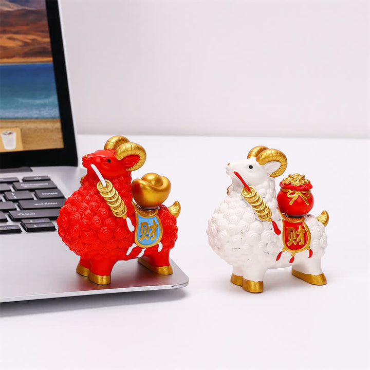 Buddha Stones Resin Prosperity Goat Sheep Fortune Bag Ingot Gourd Persimmon Desktop Ornament Cute Animal Decor - image 18