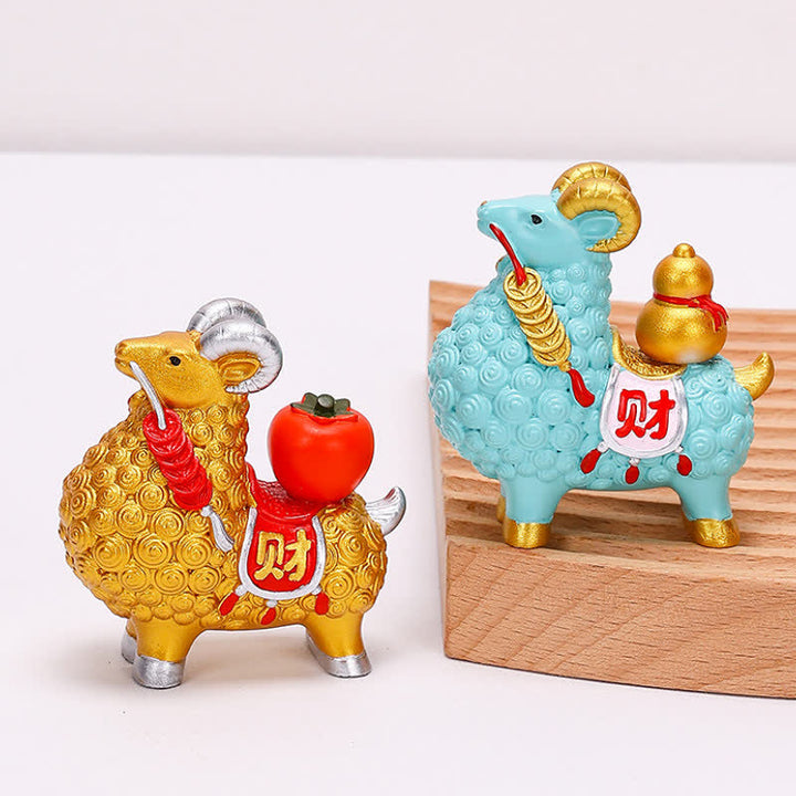 Buddha Stones Resin Prosperity Goat Sheep Fortune Bag Ingot Gourd Persimmon Desktop Ornament Cute Animal Decor - image 16