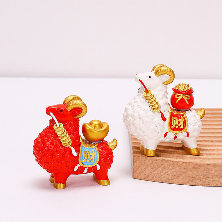 Buddha Stones Resin Prosperity Goat Sheep Fortune Bag Ingot Gourd Persimmon Desktop Ornament Cute Animal Decor - image 17