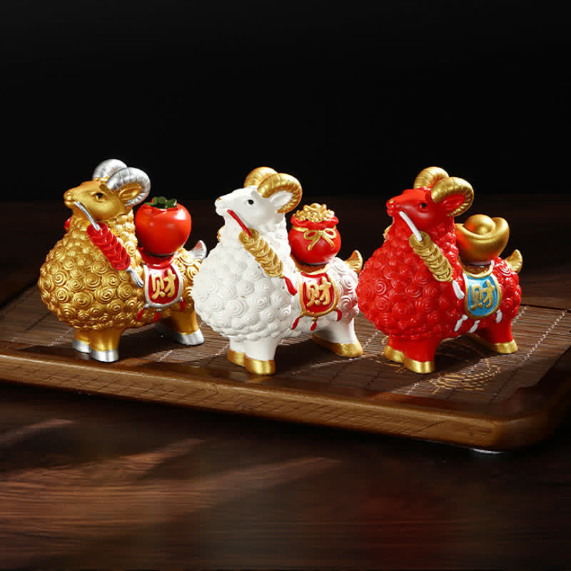 Buddha Stones Resin Prosperity Goat Sheep Fortune Bag Ingot Gourd Persimmon Desktop Ornament Cute Animal Decor - image 14