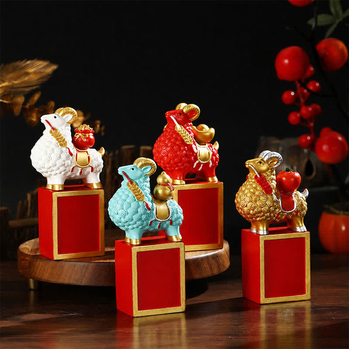Buddha Stones Resin Prosperity Goat Sheep Fortune Bag Ingot Gourd Persimmon Desktop Ornament Cute Animal Decor - image 12