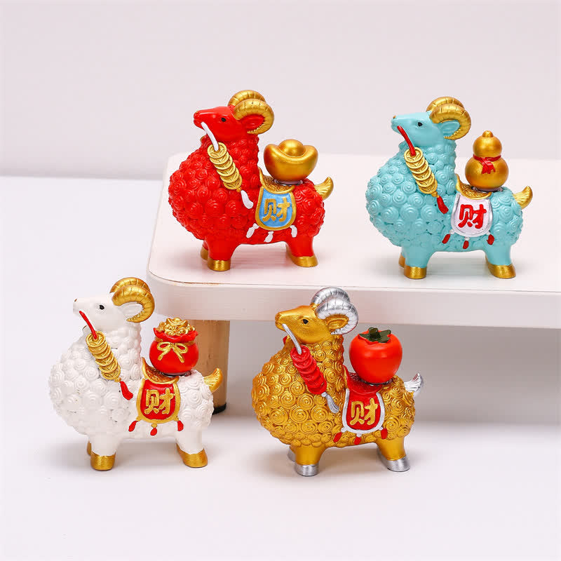 Buddha Stones Resin Prosperity Goat Sheep Fortune Bag Ingot Gourd Persimmon Desktop Ornament Cute Animal Decor - image 9