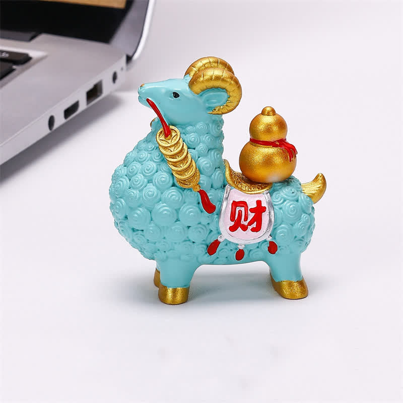 Buddha Stones Resin Prosperity Goat Sheep Fortune Bag Ingot Gourd Persimmon Desktop Ornament Cute Animal Decor - image 4
