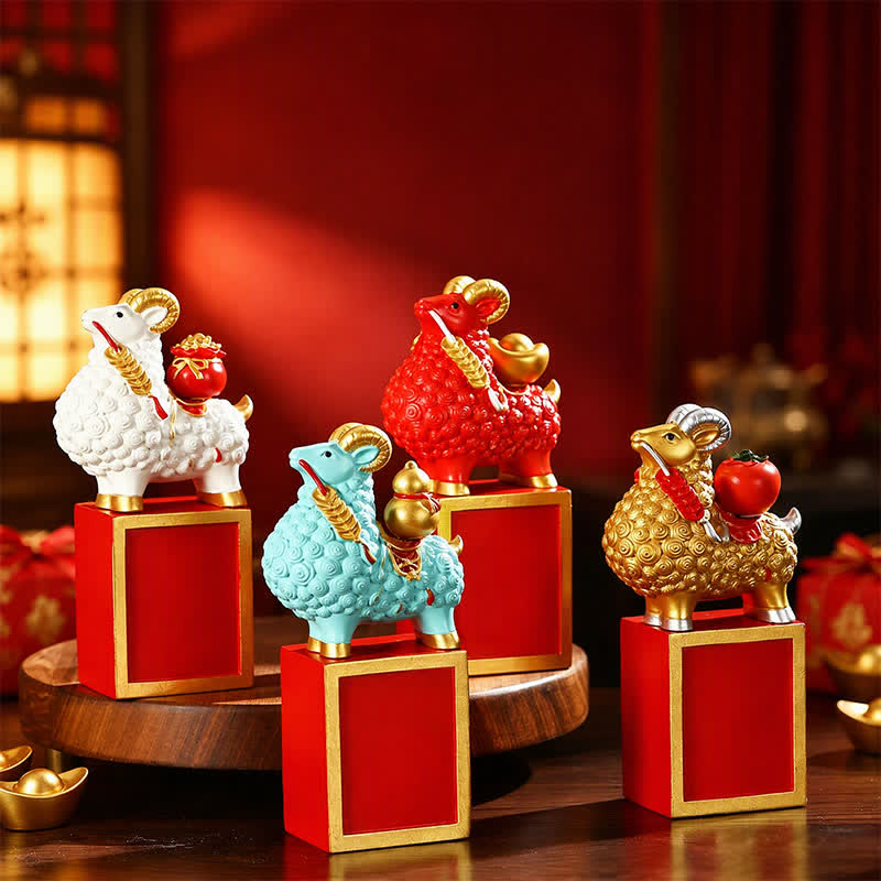 Buddha Stones Resin Prosperity Goat Sheep Fortune Bag Ingot Gourd Persimmon Desktop Ornament Cute Animal Decor - image 13
