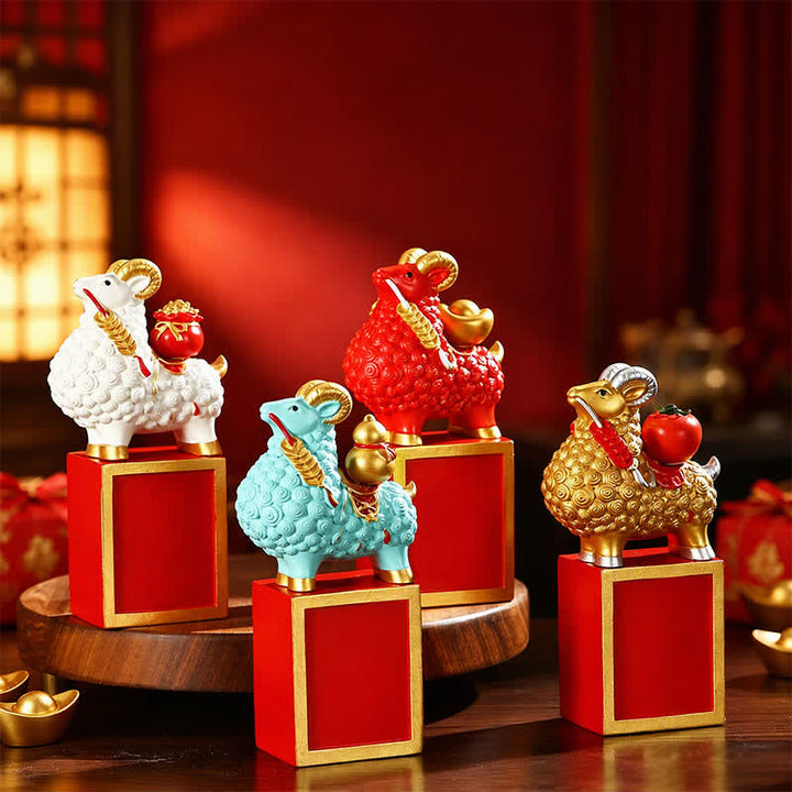 Buddha Stones Resin Prosperity Goat Sheep Fortune Bag Ingot Gourd Persimmon Desktop Ornament Cute Animal Decor - image 13