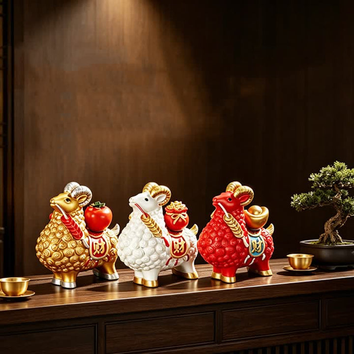 Buddha Stones Resin Prosperity Goat Sheep Fortune Bag Ingot Gourd Persimmon Desktop Ornament Cute Animal Decor - image 15