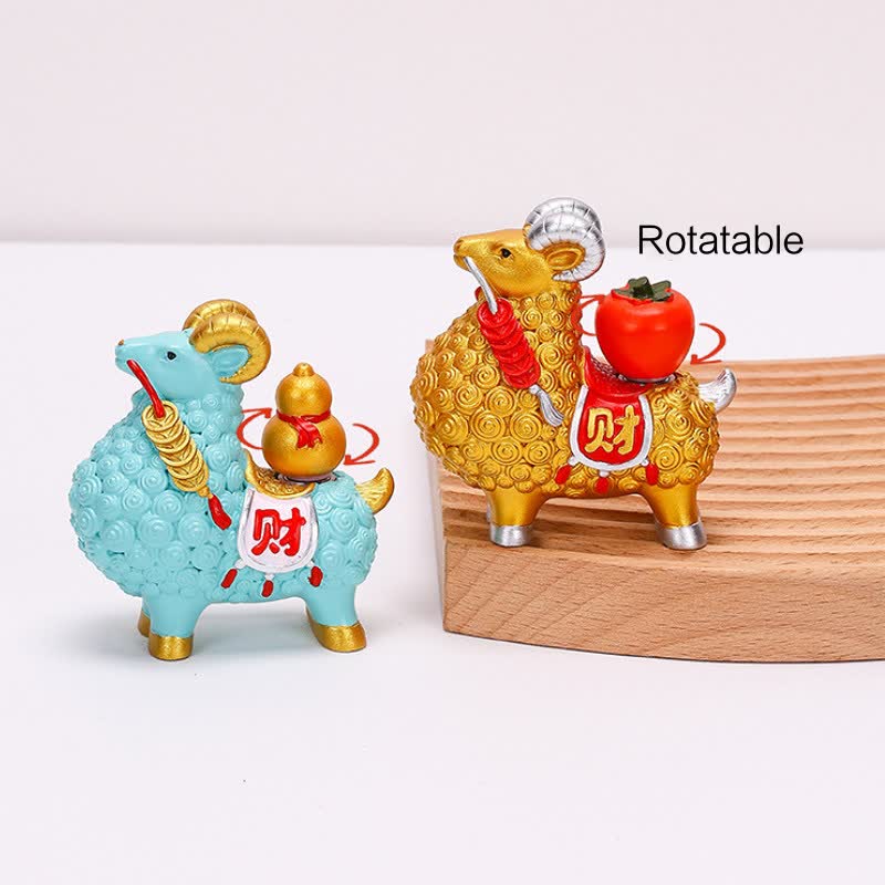 Buddha Stones Resin Prosperity Goat Sheep Fortune Bag Ingot Gourd Persimmon Desktop Ornament Cute Animal Decor - image 21