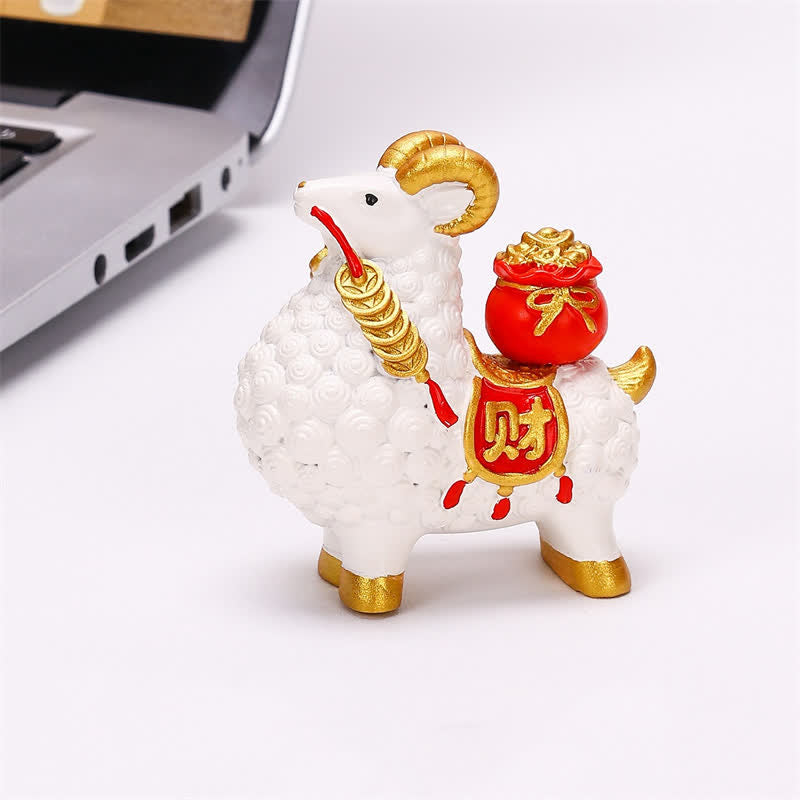 Buddha Stones Resin Prosperity Goat Sheep Fortune Bag Ingot Gourd Persimmon Desktop Ornament Cute Animal Decor - image 6