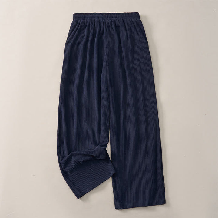 Buddha Stones Fall Winter Minimalist Casual Drawstring Solid Corduroy Long Pants Men's Straight Leg Pants With Pockets - image 14
