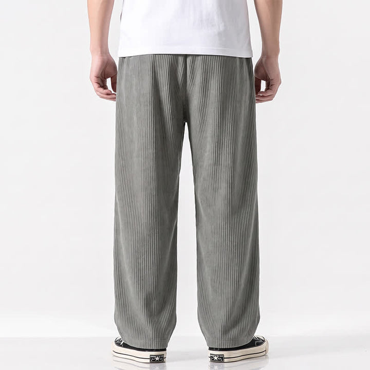 Buddha Stones Fall Winter Minimalist Casual Drawstring Solid Corduroy Long Pants Men's Straight Leg Pants With Pockets - image 22