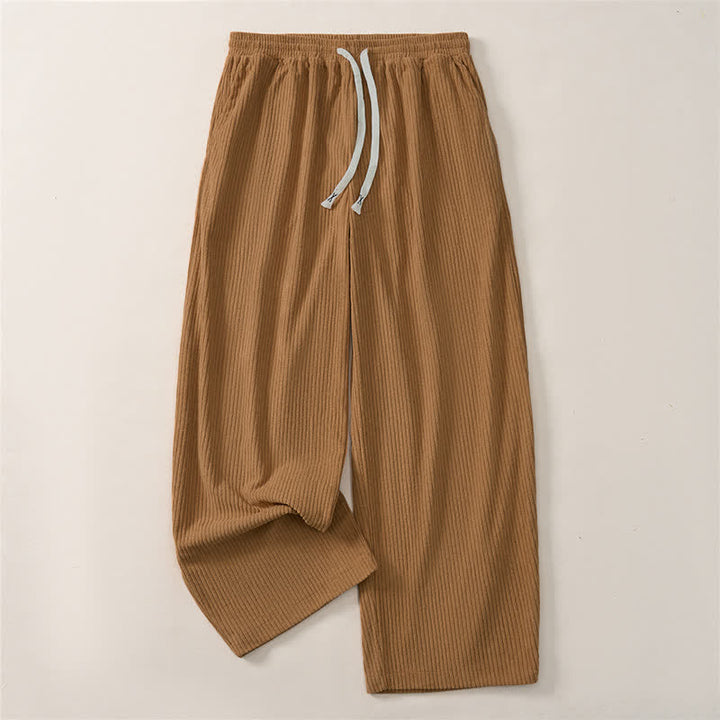 Buddha Stones Fall Winter Minimalist Casual Drawstring Solid Corduroy Long Pants Men's Straight Leg Pants With Pockets - image 2