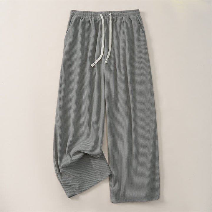 Buddha Stones Fall Winter Minimalist Casual Drawstring Solid Corduroy Long Pants Men's Straight Leg Pants With Pockets - image 23