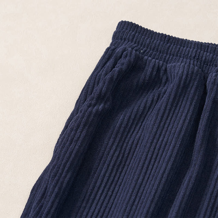 Buddha Stones Fall Winter Minimalist Casual Drawstring Solid Corduroy Long Pants Men's Straight Leg Pants With Pockets - image 16