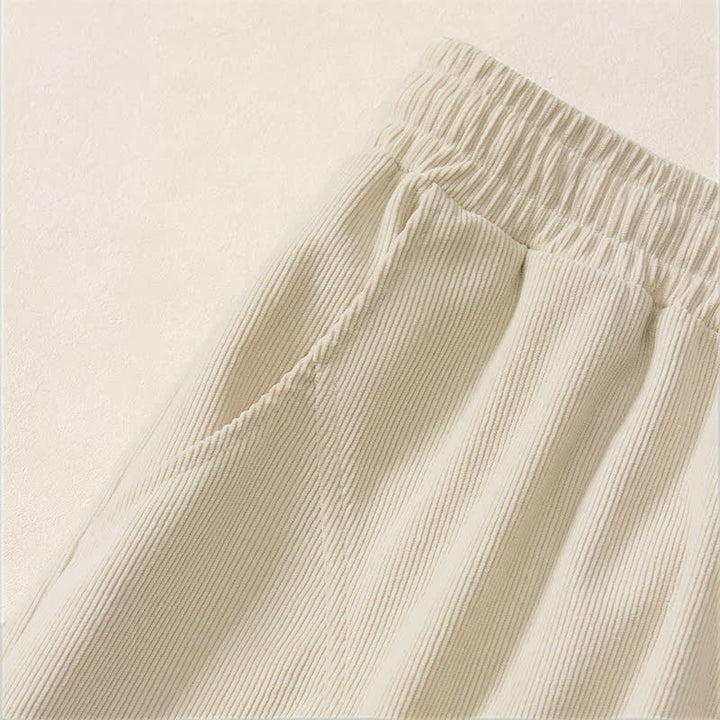 Buddha Stones Fall Winter Casual Minimalist Drawstring Solid Long Pants Corduroy Men's Tapered Pants With Pockets - image 15
