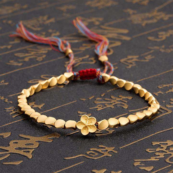Buddha Stones Tibetan Copper Beads Peach Blossom Flower Colorful String Bracelet - 7.9 in (20 cm) - image 0