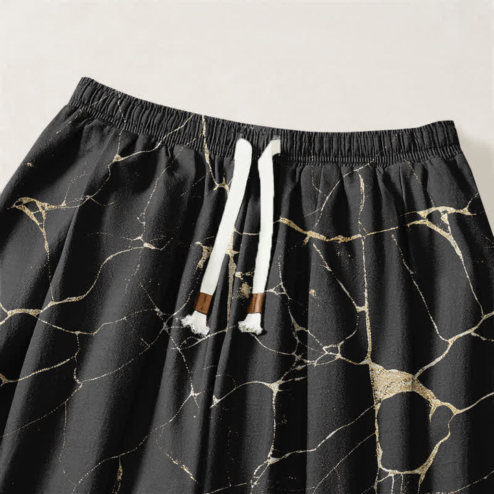 Buddha Stones Pure Cotton Boho Marble Streak Pattern Drawstring Men's Harem Pants With Pockets - image 3