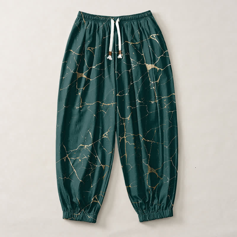 Buddha Stones Pure Cotton Boho Marble Streak Pattern Drawstring Men's Harem Pants With Pockets - image 13