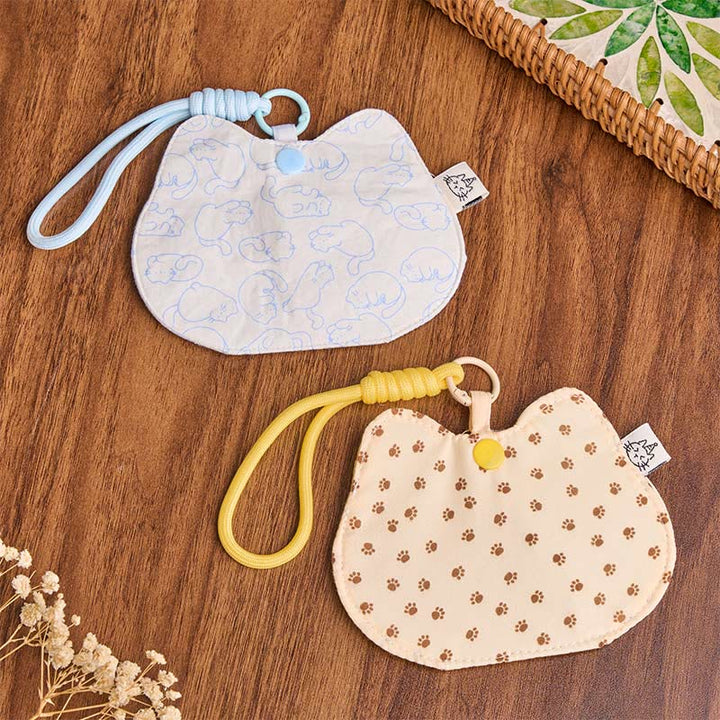 Buddha Stones Yellow White Kitten Paw Print Pattern Cute Snap Button Wallet - 2Pcs Wallet  (Approx. 13 X 10 cm) - image 10