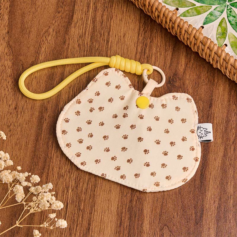 Buddha Stones Yellow White Kitten Paw Print Pattern Cute Snap Button Wallet - Yellow Kitten Paw Print Pattern (Approx. 13 X 10 cm) - image 0