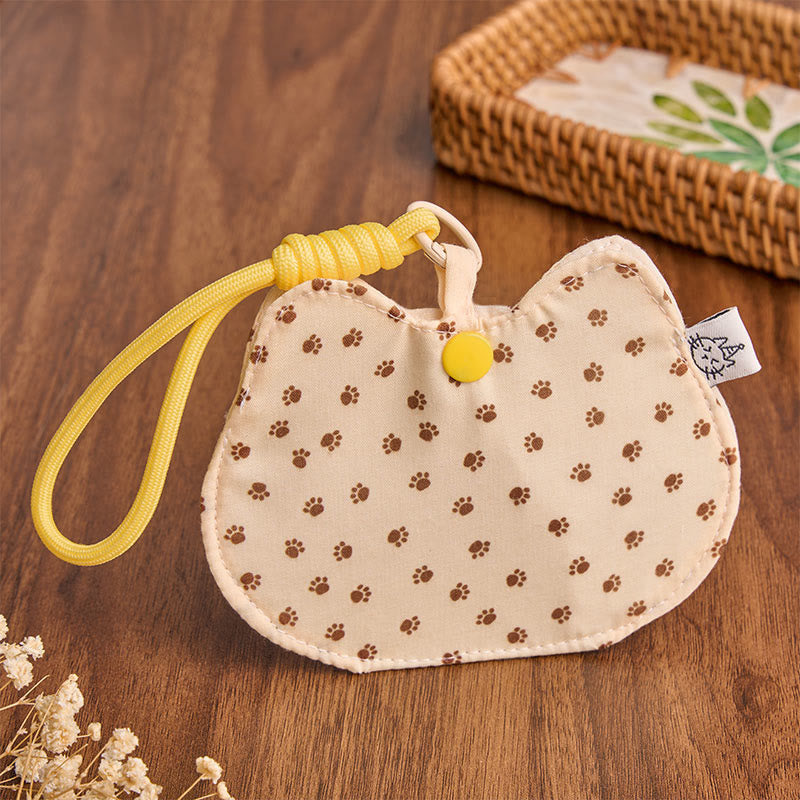 Buddha Stones Yellow White Kitten Paw Print Pattern Cute Snap Button Wallet - image 1