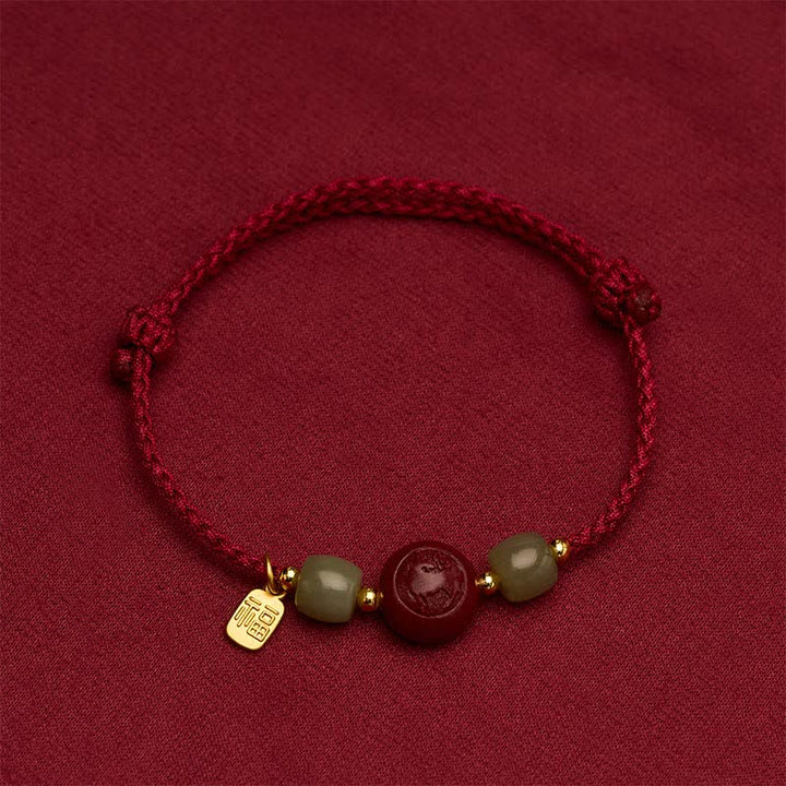 Buddha Stones Cinnabar Fu Character Chinese Zodiac Braided Red String Fortune Bracelet - image 3