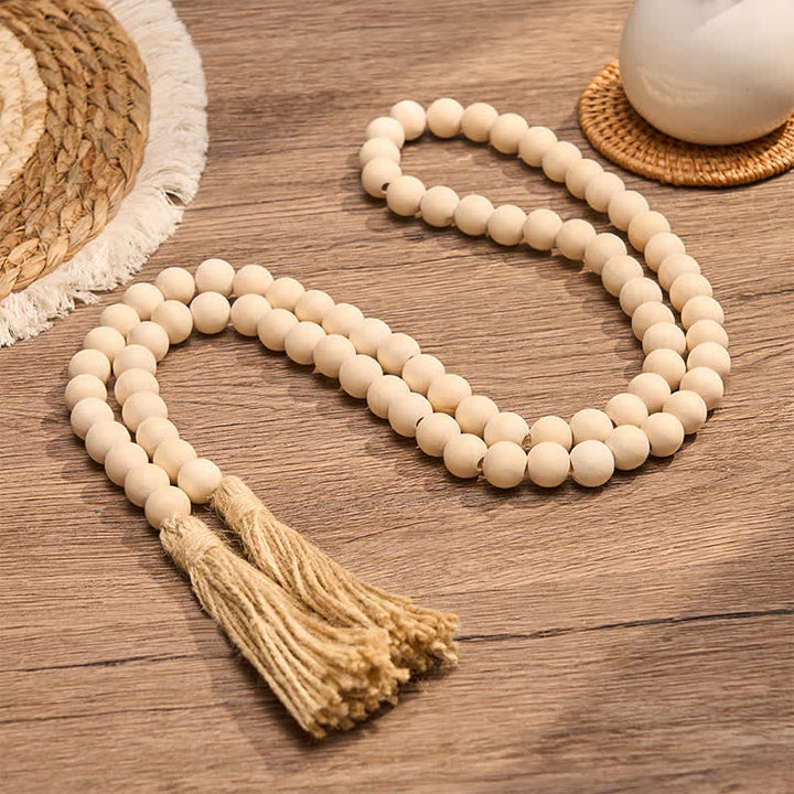 Buddha Stones Natural Wood Macrame Bead Hanging Tassel Mindful Living Decor - image 9
