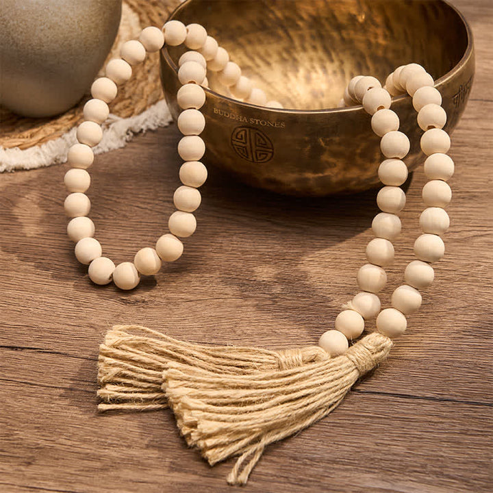 Buddha Stones Natural Wood Macrame Bead Hanging Tassel Mindful Living Decor - image 15