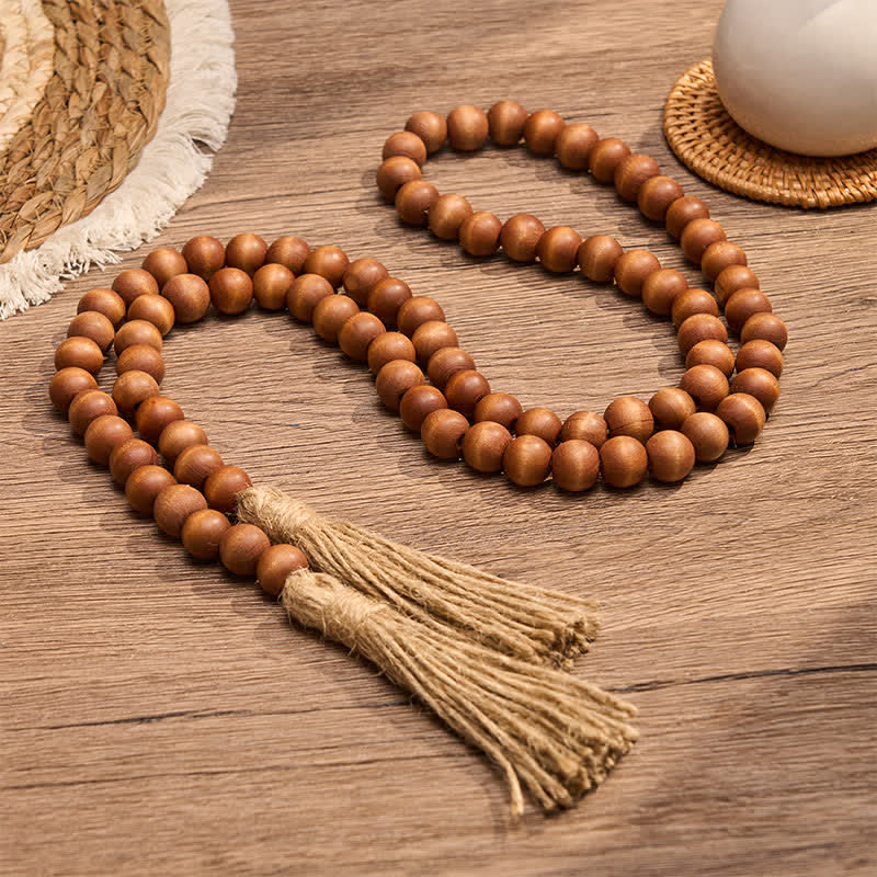Buddha Stones Farmhouse Brown Beaded Tassel Accent Garland Mindful Living Decor - image 1